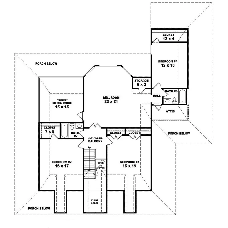 Southern House Plan Second Floor - Puttington Plantation Home 087D-1295 - Shop House Plans and More