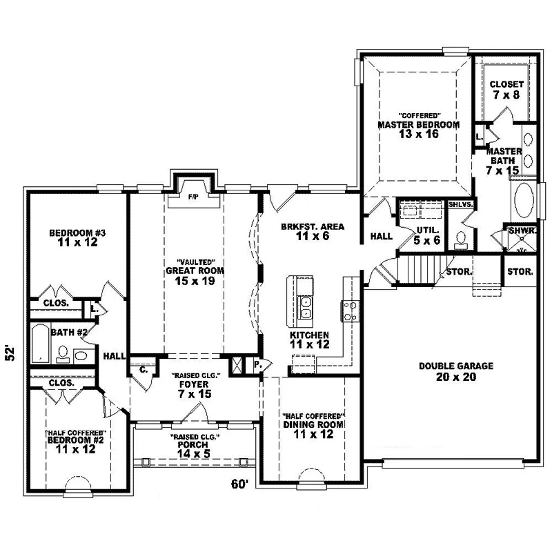 Southern House Plan First Floor - Sierra Vista Country Ranch Home 087D-1321 - Shop House Plans and More