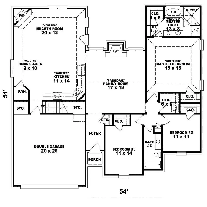 Traditional House Plan First Floor - Rossclare Traditional Home 087D-1338 - Shop House Plans and More