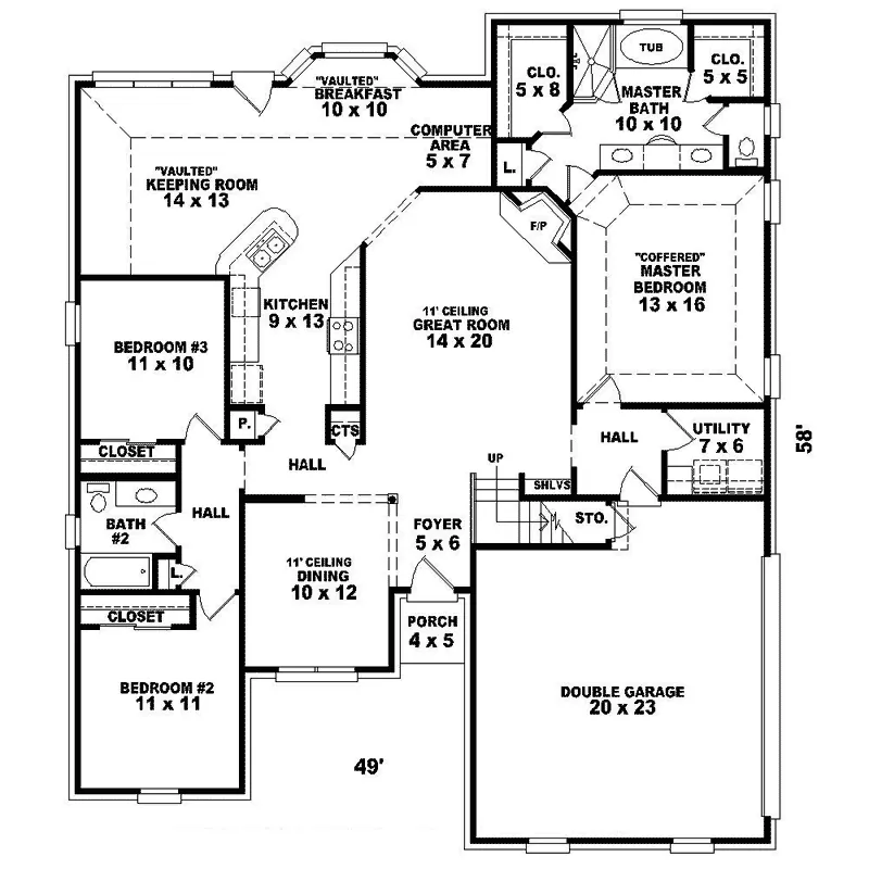 Traditional House Plan First Floor - Ashfall Traditional Ranch Home 087D-1349 - Search House Plans and More