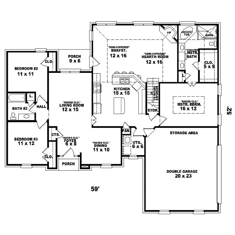 Ranch House Plan First Floor - Sunningdale Traditional Home 087D-1351 - Shop House Plans and More