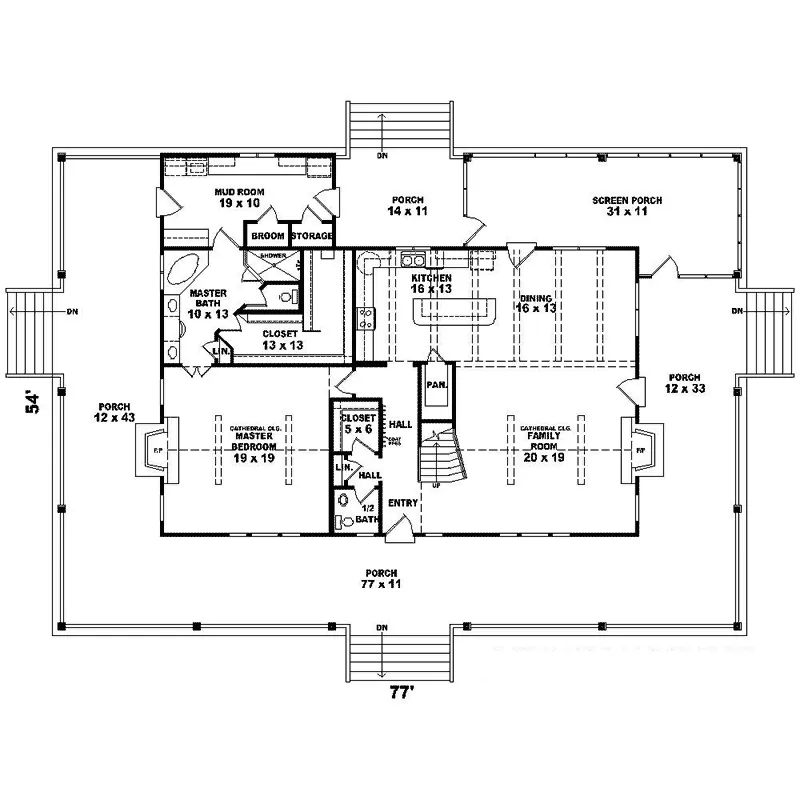 Country House Plan First Floor - Sherwin Creek Country Home 087D-1359 - Shop House Plans and More