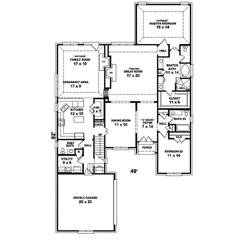 Southern House Plan First Floor - Dillane Traditional Home 087D-1427 - Search House Plans and More