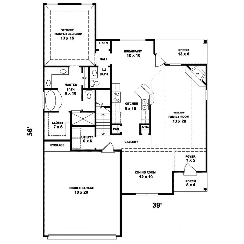 Traditional House Plan First Floor - Fenster Traditional Home 087D-1502 - Search House Plans and More