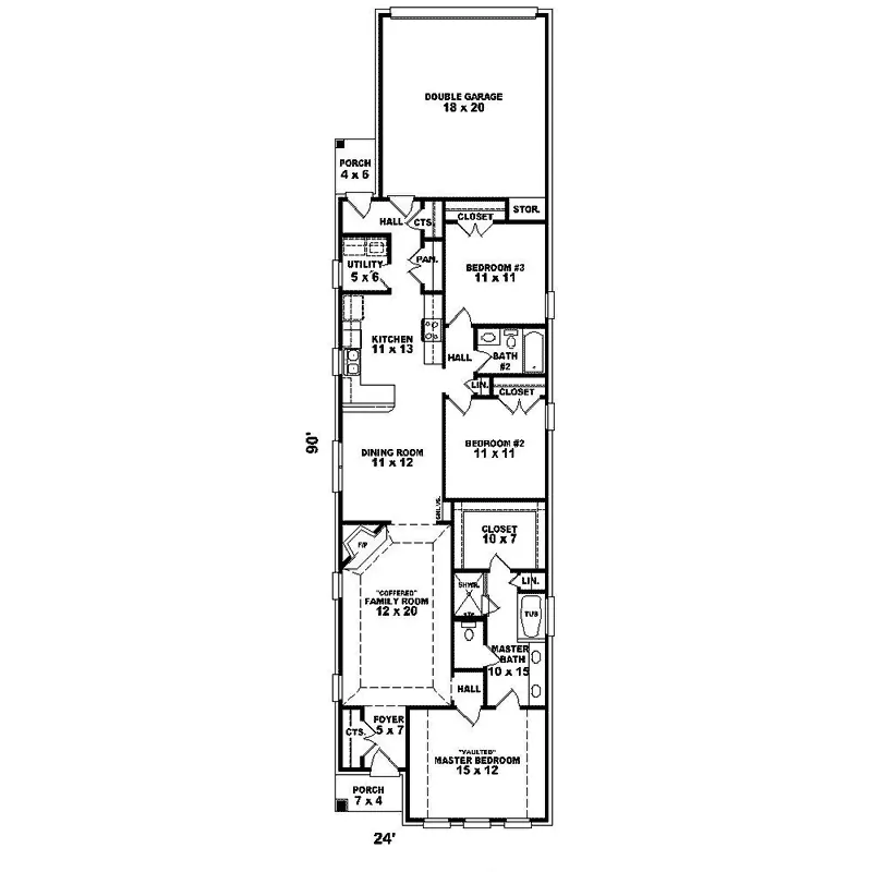 Traditional House Plan First Floor - Hawken Narrow Lot Home 087D-1527 - Search House Plans and More