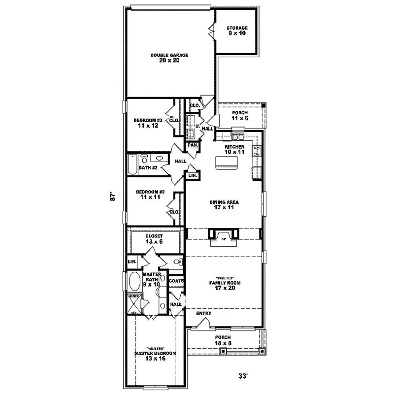 Southern House Plan First Floor - Wilford Traditional Home 087D-1542 - Shop House Plans and More