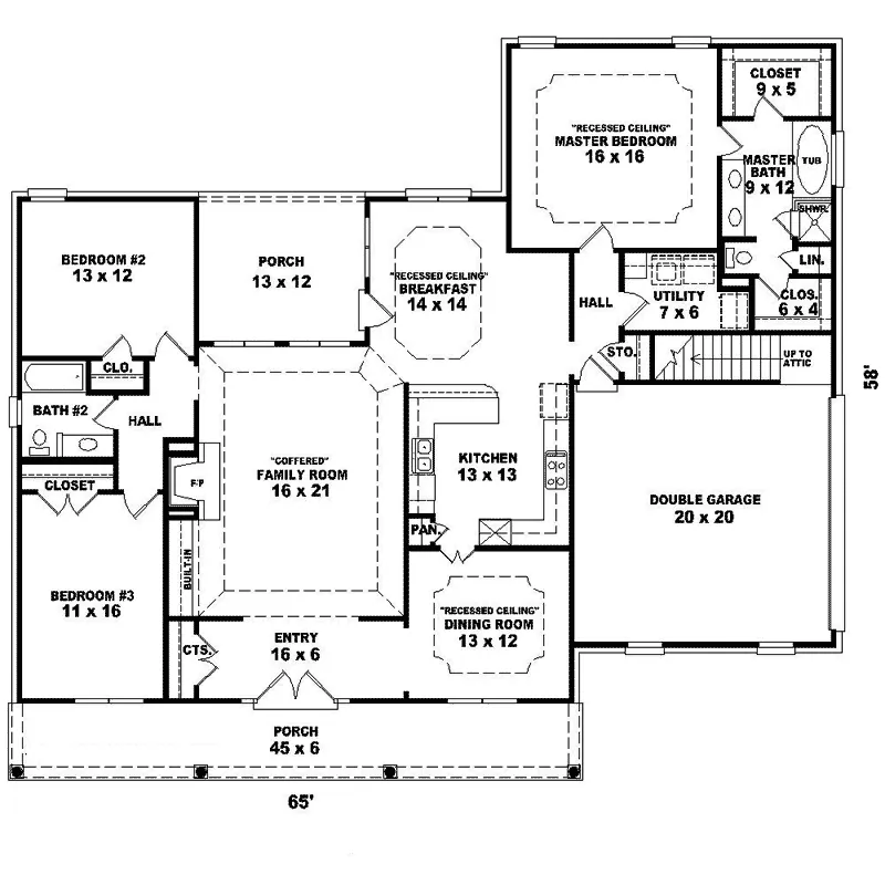 Colonial House Plan First Floor - Green Valley Ranch Home 087D-1555 - Search House Plans and More