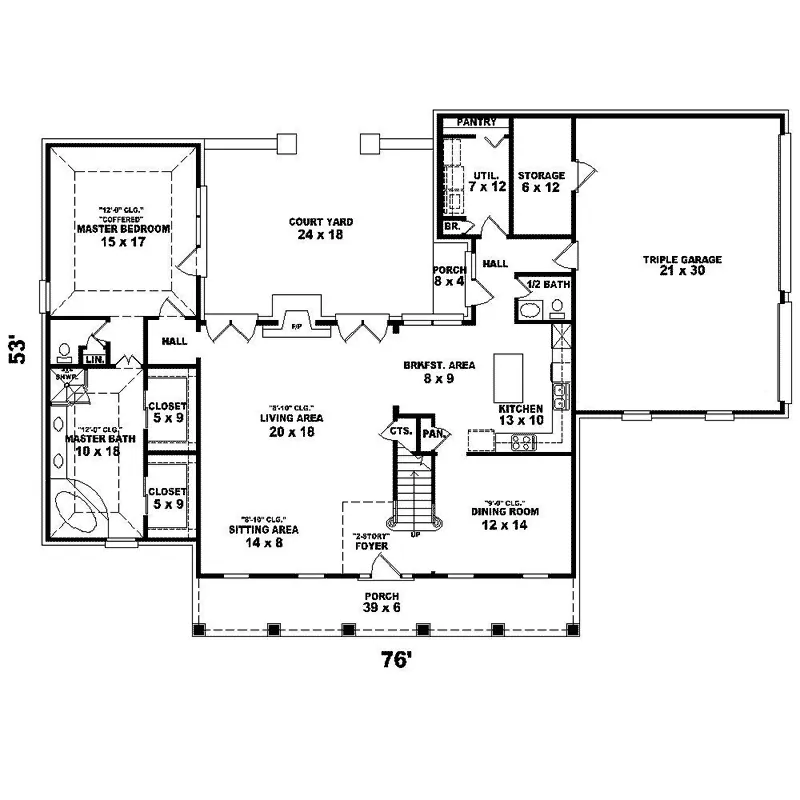 Plantation House Plan First Floor - Stablestone Plantation Home 087D-1597 - Shop House Plans and More