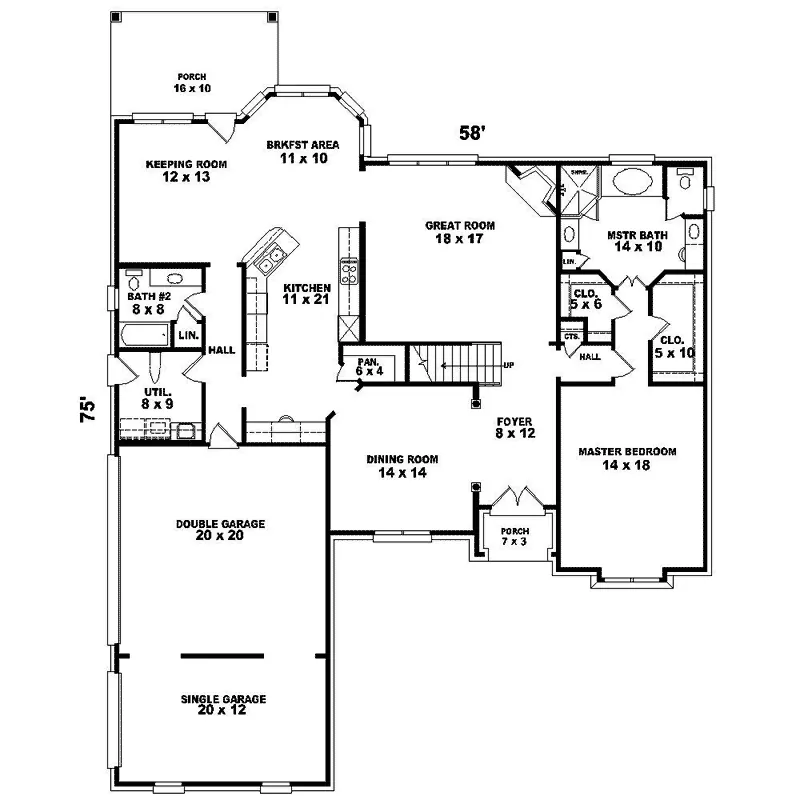 Traditional House Plan First Floor - Augustine Modern Home 087D-1608 - Search House Plans and More