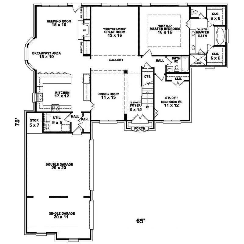 Southern House Plan First Floor - Suson Place Colonial Home 087D-1626 - Shop House Plans and More