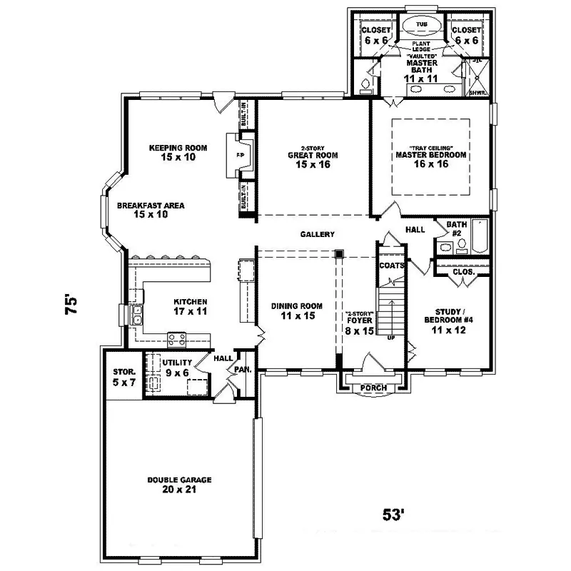 Colonial House Plan First Floor - Womelsdorf Colonial Home 087D-1627 - Shop House Plans and More