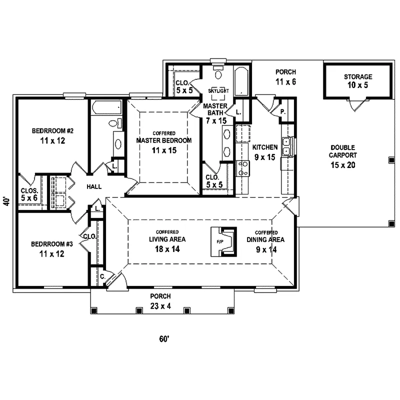 Traditional House Plan First Floor - Lafayette Creek Ranch Home 087D-1675 - Shop House Plans and More