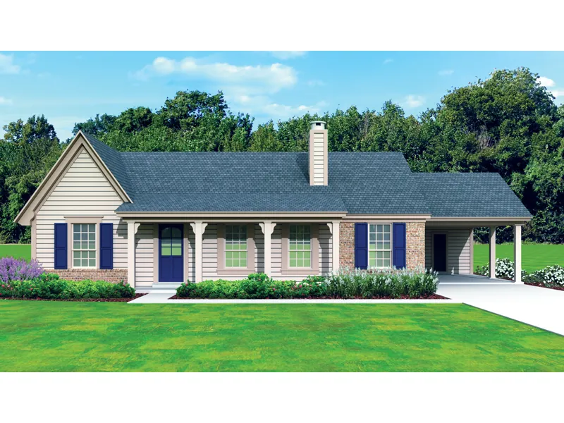 Traditional House Plan Front of Home - Lafayette Creek Ranch Home 087D-1675 - Shop House Plans and More