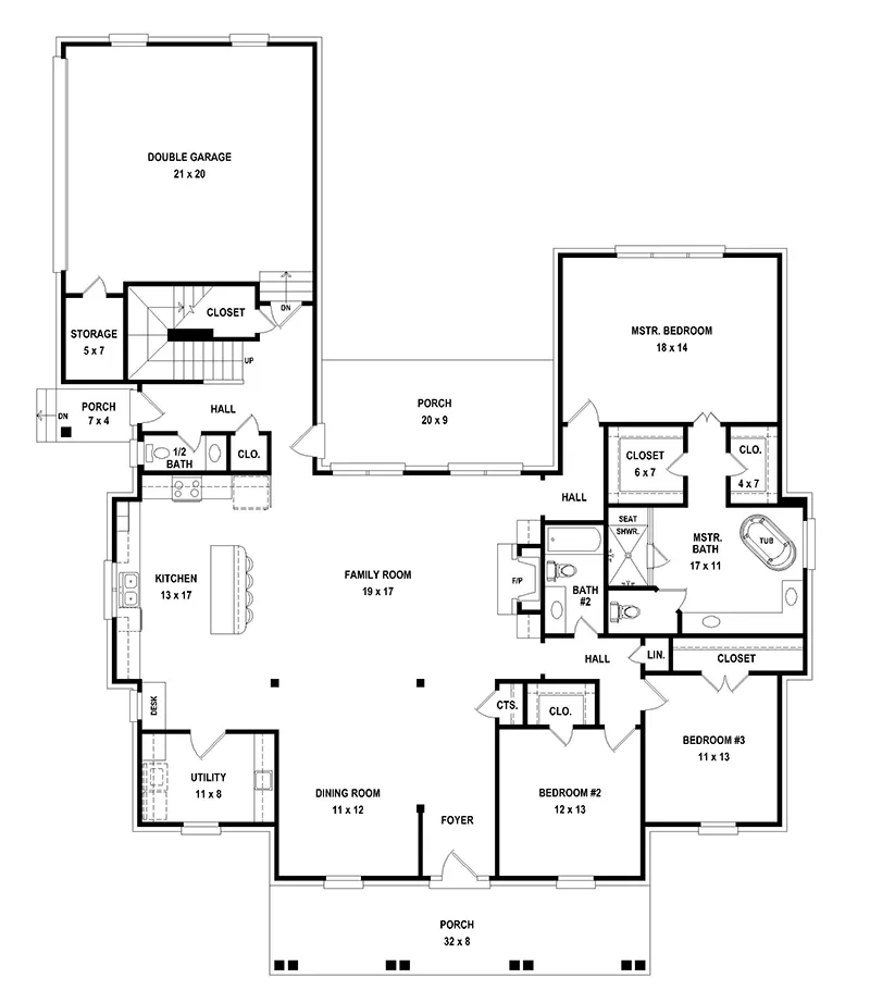 Early American House Plan First Floor - 087D-1771 - Shop House Plans and More