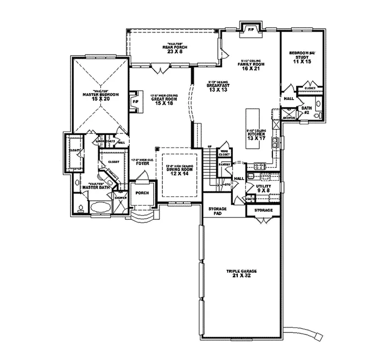 Country House Plan First Floor - Benning Manor European Home 087S-0019 - Search House Plans and More