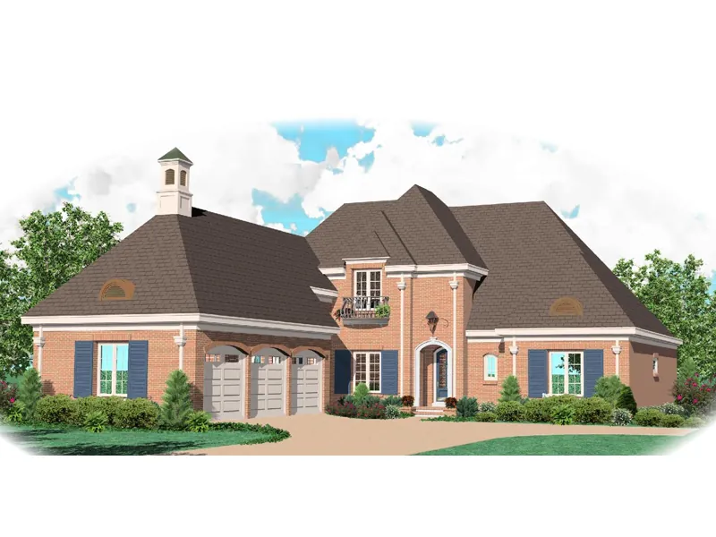 Impressive Luxury Two-Story House With Three-Car Side Entry Garage And Cupola On Roof