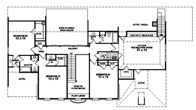 Luxury House Plan Second Floor - Cosgrove Traditional Home 087S-0025 - Search House Plans and More