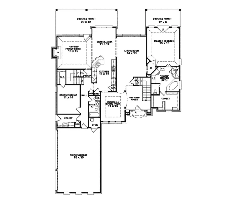Traditional House Plan First Floor - Villalon Luxury Two-Story Home 087S-0027 - Shop House Plans and More