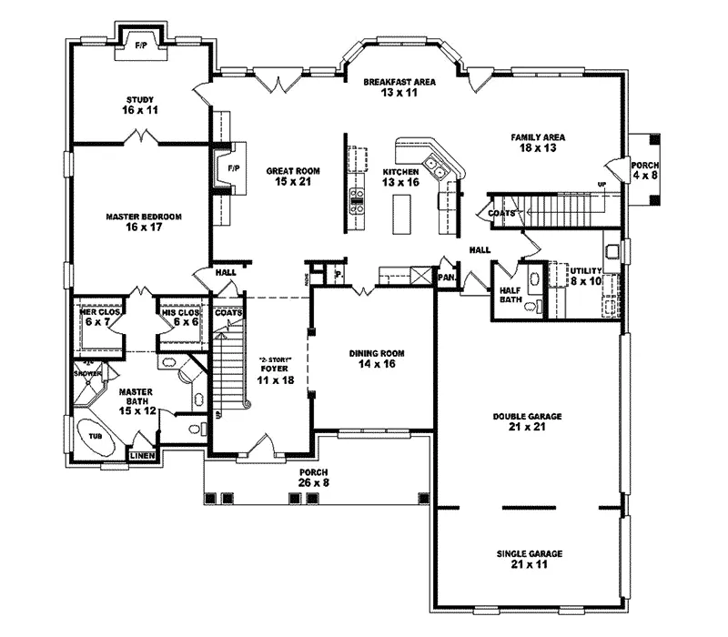 Traditional House Plan First Floor - Chambery Luxury Home 087S-0029 - Search House Plans and More