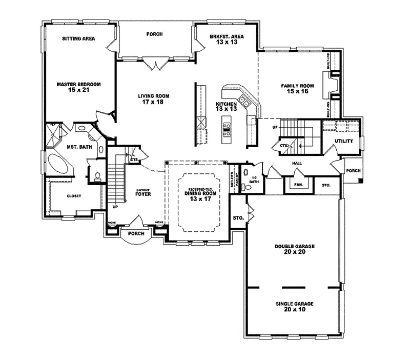 Country House Plan First Floor - Quigley Luxury European Home 087S-0032 - Shop House Plans and More