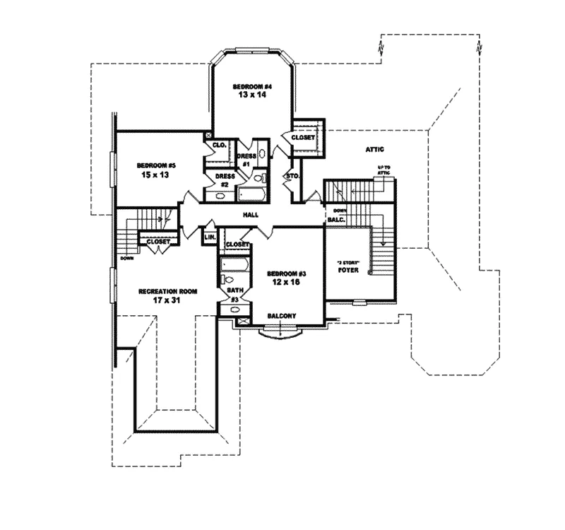 Colonial House Plan Second Floor - Strawberry Glen Luxury Home 087S-0036 - Shop House Plans and More