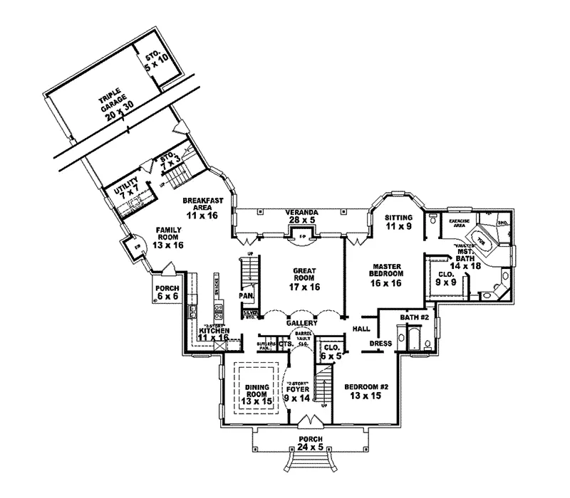 Plantation House Plan First Floor - Ardon Luxury Colonial Home 087S-0060 - Search House Plans and More