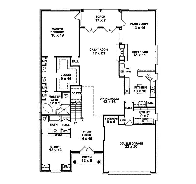 Country House Plan First Floor - Finlay Cliff Traditional Home 087S-0065 - Search House Plans and More