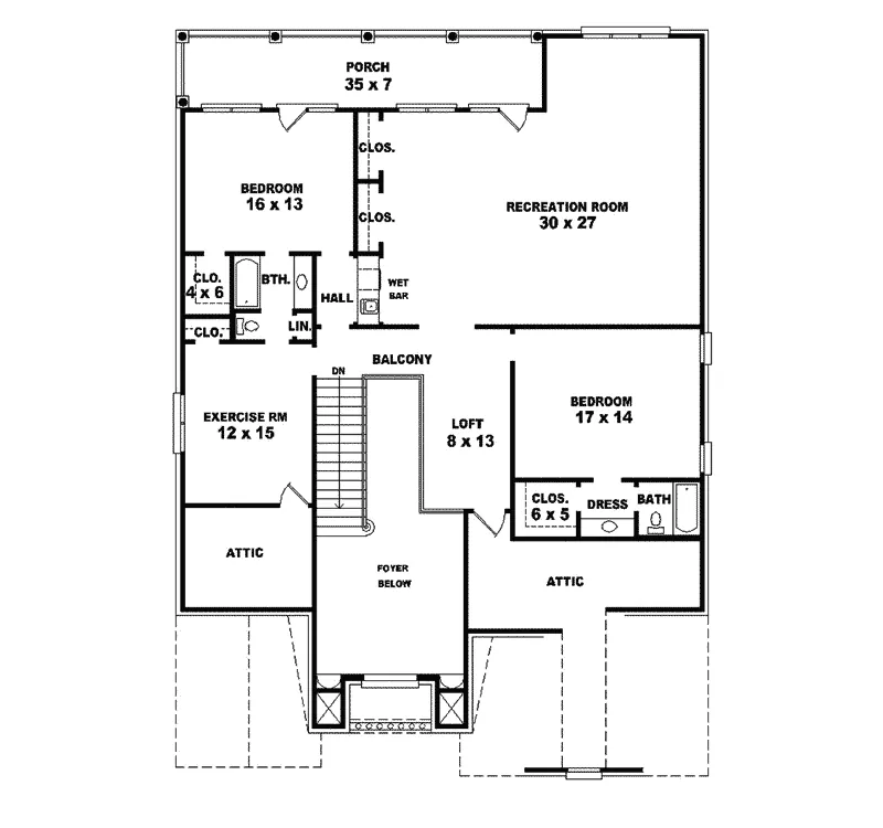 Country House Plan Second Floor - Finlay Cliff Traditional Home 087S-0065 - Search House Plans and More
