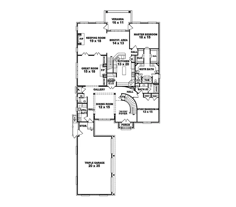 Luxury House Plan First Floor - Bayou Sorrel Country French Home 087S-0066 - Search House Plans and More