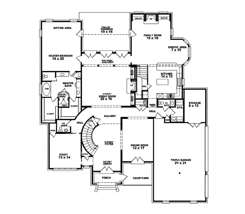 Country House Plan First Floor - Warkworth Luxury Home 087S-0082 - Shop House Plans and More