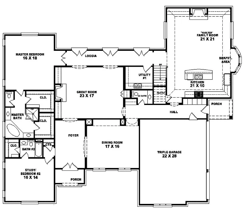 Luxury House Plan First Floor - Mermanteau Country French Home 087S-0101 - Shop House Plans and More