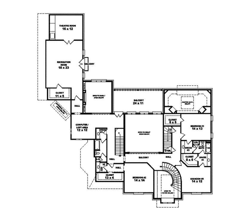 Southern House Plan Second Floor - Ardara English Luxury Home 087S-0103 - Search House Plans and More