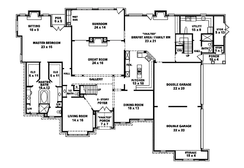 Tudor House Plan First Floor - Milton Manor Luxury Tudor Home 087S-0111 - Shop House Plans and More