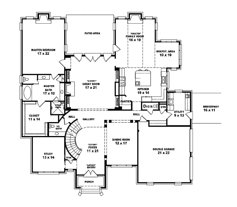 Country House Plan First Floor - Cape May English Cottage Home 087S-0116 - Search House Plans and More