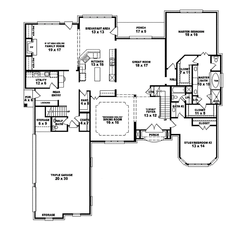 Traditional House Plan First Floor - Strasbane European Home 087S-0140 - Shop House Plans and More
