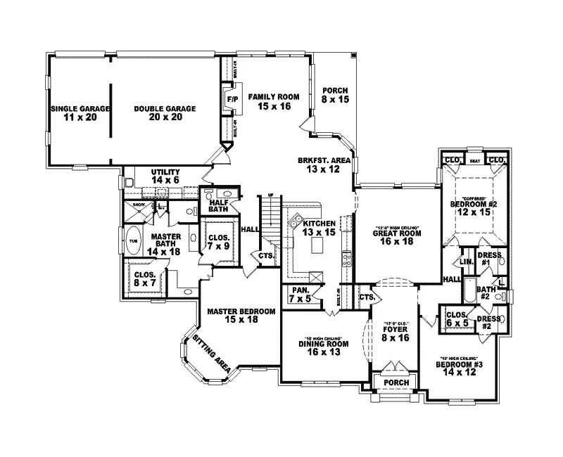 European House Plan First Floor - Mansfield Manor Traditional Home 087S-0141 - Shop House Plans and More