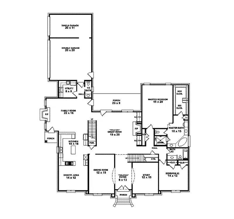 Traditional House Plan First Floor - Murray River Georgian Home 087S-0150 - Shop House Plans and More