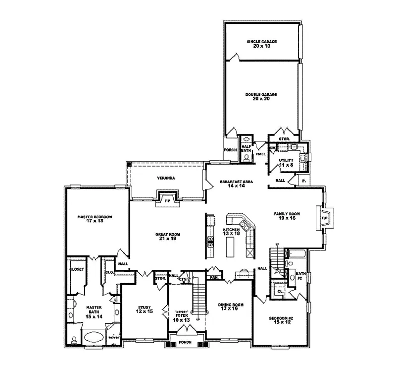 Country House Plan First Floor - Duessel Park Luxury Home 087S-0153 - Search House Plans and More