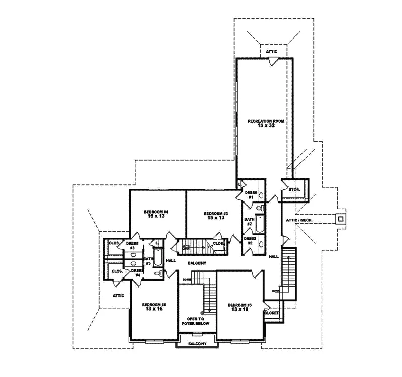 Country House Plan Second Floor - Duessel Park Luxury Home 087S-0153 - Search House Plans and More