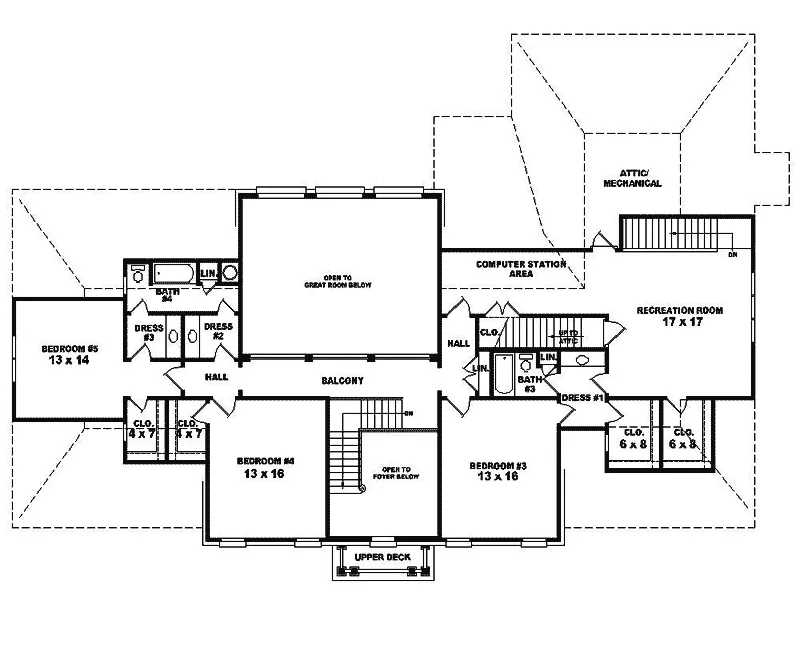 Colonial House Plan Second Floor - Drumheller Place Georgian Home 087S-0159 - Search House Plans and More