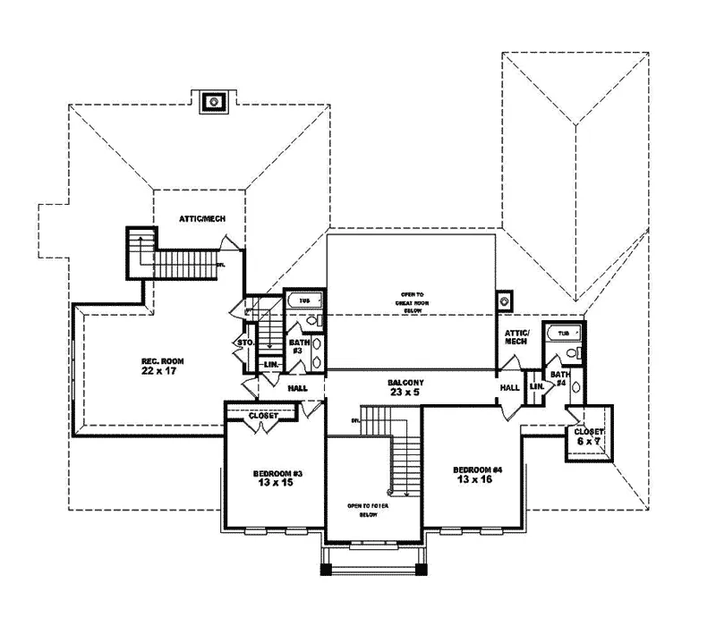 Colonial House Plan Second Floor - Waterwood Colonial Home 087S-0164 - Shop House Plans and More
