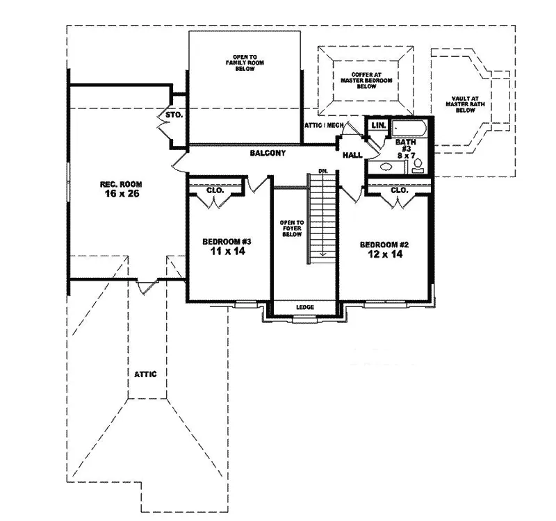 Traditional House Plan Second Floor - Burchard Traditional Home 087S-0182 - Search House Plans and More