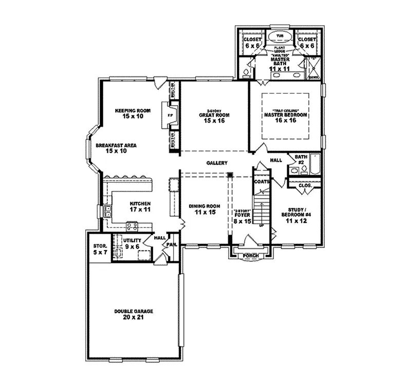 Southern House Plan First Floor - Thornhaven Luxury Home 087S-0194 - Shop House Plans and More