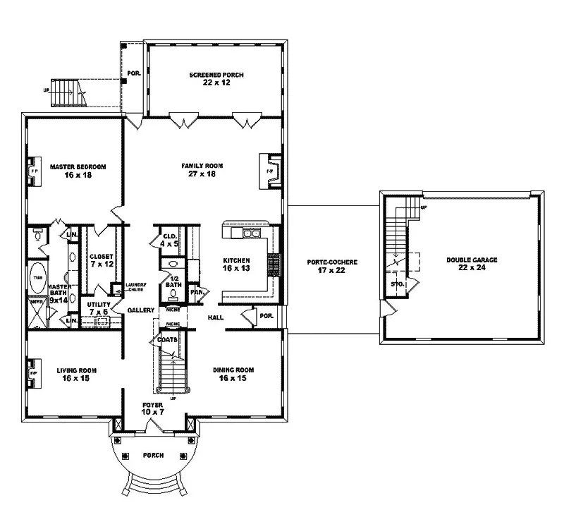 Southern House Plan First Floor - Gilbert Manor Luxury Home 087S-0201 - Search House Plans and More
