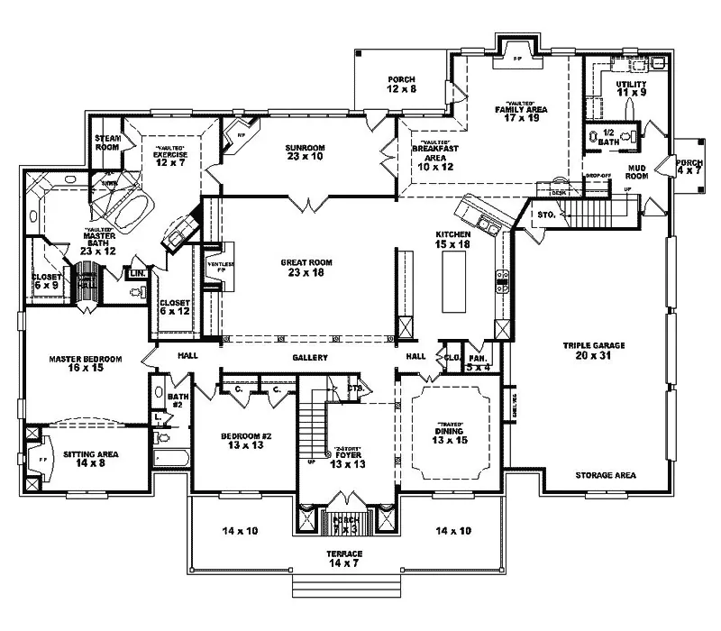 Greek Revival House Plan First Floor - Danvers European Home 087S-0288 - Search House Plans and More