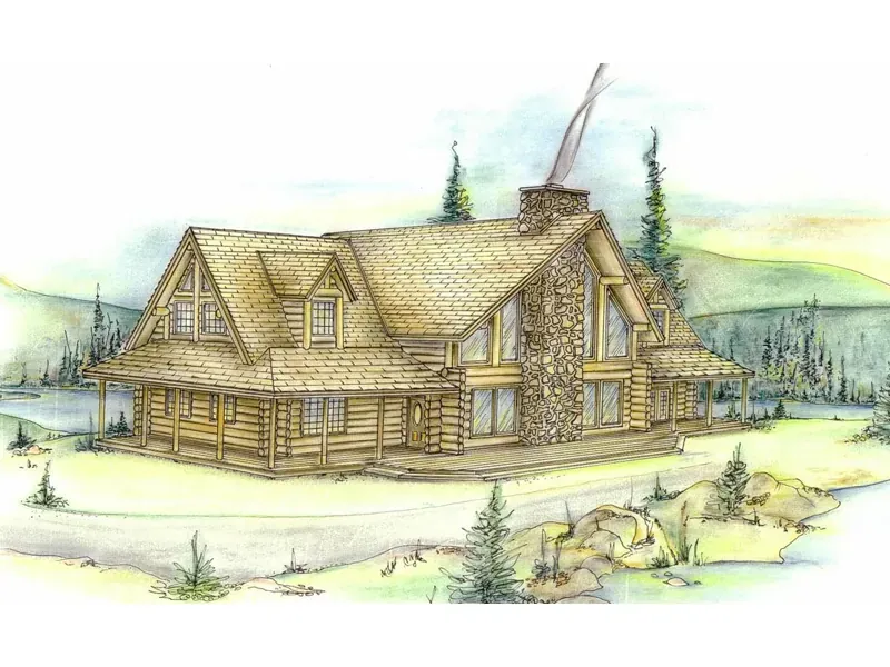 Natural Rustic Log Cabin Two-Story Home