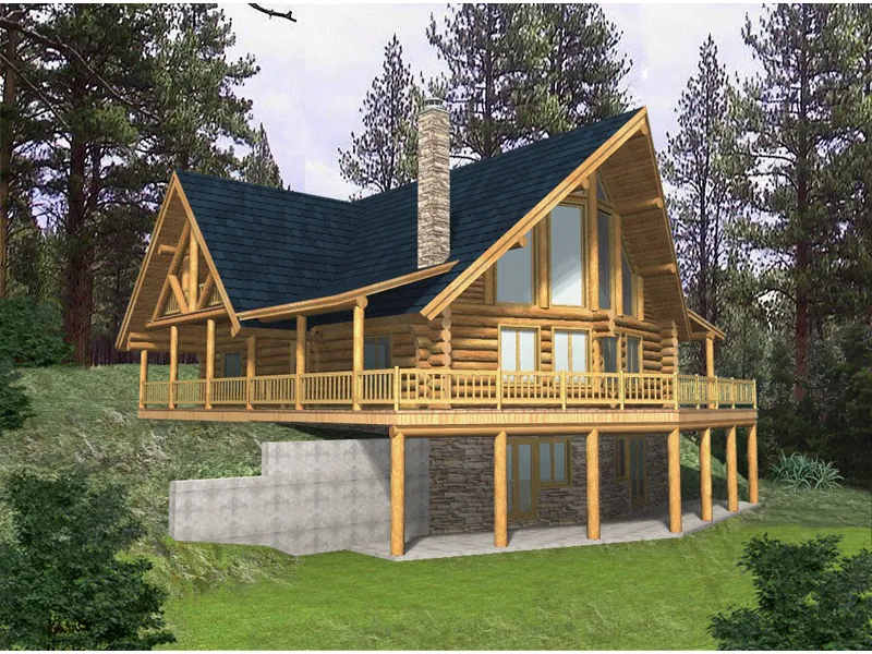Rustic A-Frame Log Home Great For Sloping Lot