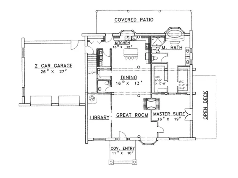 Log Cabin House Plan First Floor - Riverway Rustic Log Home 088D-0042 - Shop House Plans and More