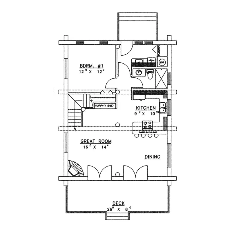 Vacation House Plan First Floor - Hiawatha Vacation Log Home 088D-0059 - Search House Plans and More