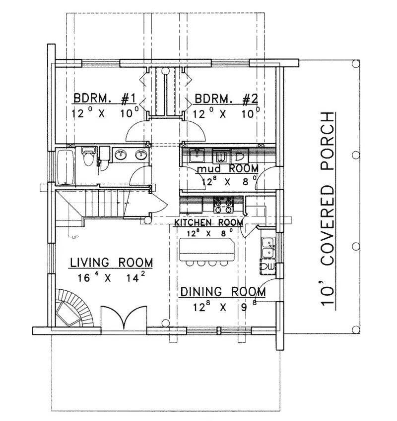 Vacation House Plan First Floor - Quaint Cottage Log Cabin Home 088D-0062 - Shop House Plans and More